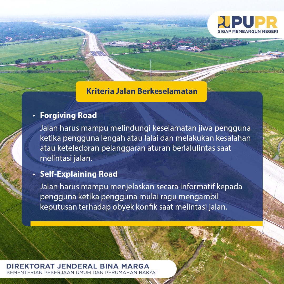 pu_binamarga's tweet photo. Ada aspek-aspek yang perlu diperhatikan dalam mewujudkan jalan berkeselamatan. Apa saja ya, Sob? Yuk cek detail infonya pada gambar!
#MenyambungNegeri
#SigapMembangunNegeri
#InfoBinaMarga https://t.co/ddQyhoh4mn