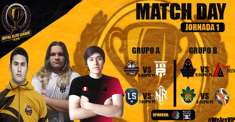 Royal Elite League (@royaleliteleag) on Twitter photo #REL | DIVISIÓN VIP 💎 | JORNADA 1⃣
Arrancamos con la liga 🔥💪
🔰 Grupo A
⚔️ <a href="/EsportsTakana/">Takana Esports</a> 🇵🇪🆚 <a href="/PilaresGaming/">3 Pilares Gaming</a> 🇧🇷
⚔️ <a href="/LadronesSquad/">Ladrones Squad 🏆</a> 🇨🇱🆚 @EsportsNewRev 🇲🇽
🔰 Grupo B
⚔️ <a href="/EvolutioEsports/">Evolution Esports</a> 🇵🇪🆚 <a href="/TDelta_CR/">Team Delta (Δ)</a> 🌎
⚔️ <a href="/PredictedLog/">Predicted Log</a> 🇧🇷🆚 <a href="/NXZesport/">NXZ</a> 🇦🇷 #REL | DIVISIÓN VIP 💎 | JORNADA 1⃣
Arrancamos con la liga 🔥💪
🔰 Grupo A
⚔️ <a href="/EsportsTakana/">Takana Esports</a> 🇵🇪🆚 <a href="/PilaresGaming/">3 Pilares Gaming</a> 🇧🇷
⚔️ <a href="/LadronesSquad/">Ladrones Squad 🏆</a> 🇨🇱🆚 @EsportsNewRev 🇲🇽
🔰 Grupo B
⚔️ <a href="/EvolutioEsports/">Evolution Esports</a> 🇵🇪🆚 <a href="/TDelta_CR/">Team Delta (Δ)</a> 🌎
⚔️ <a href="/PredictedLog/">Predicted Log</a> 🇧🇷🆚 <a href="/NXZesport/">NXZ</a> 🇦🇷