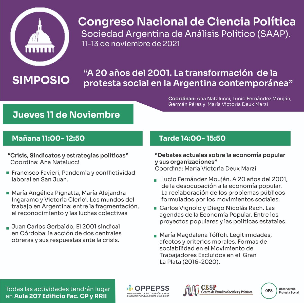 angelpignatta's tweet photo. Simposio "La transformación de la protesta social en Argentina." Mañana 11hs presentamos un proceso de investigación sobre luchas interseccionadas por el derecho al trabajo y la experiencia del Movimiento de Trabajadores Excluidos. #SAAPconDEMOCRACIA https://t.co/3TqecbAzoj