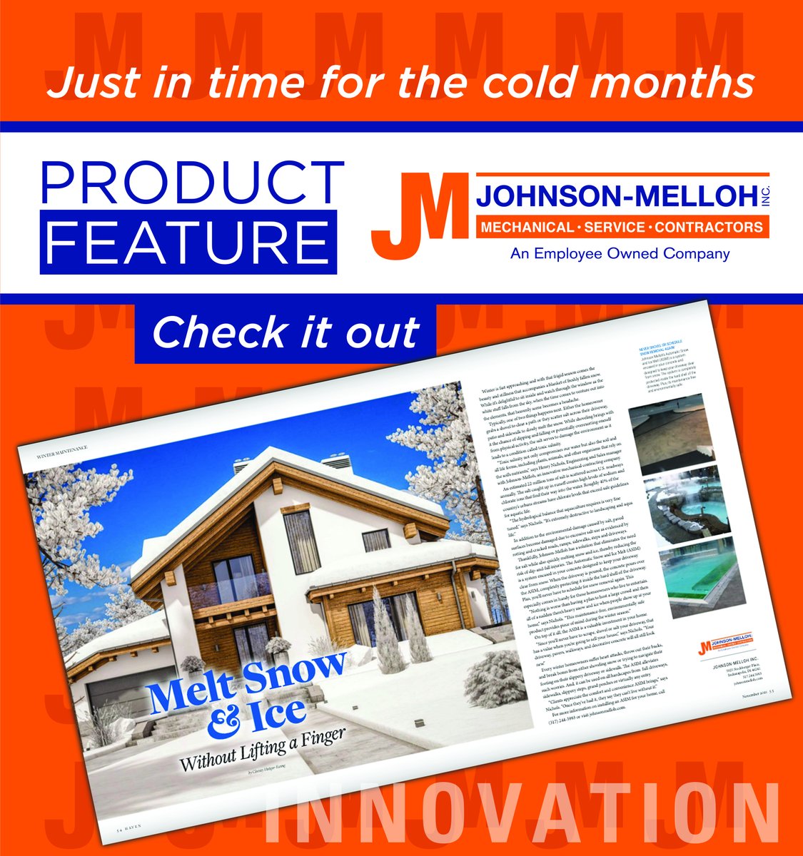 No snow, no ice, no salt, no shovels or plows...ever again with AUTOMATIC SNOW and ICE MELT from <a href="/johnsonmelloh/">Johnson Melloh</a>  - - - read more... issuu.com/havenhome4/doc…