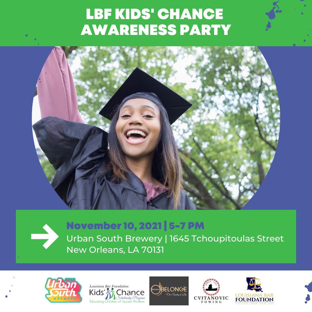 labarfoundation's tweet photo. We are so excited to host our Kids' Chance Awareness Party this evening at Urban South Brewery from 5-7 PM!
We encourage anyone interested in learning more about the LBF Kids' Chance Scholarship Program to come out and see us!
#moremoneyformorekids #kidschanceawarenessweek https://t.co/VrToYiaIZv