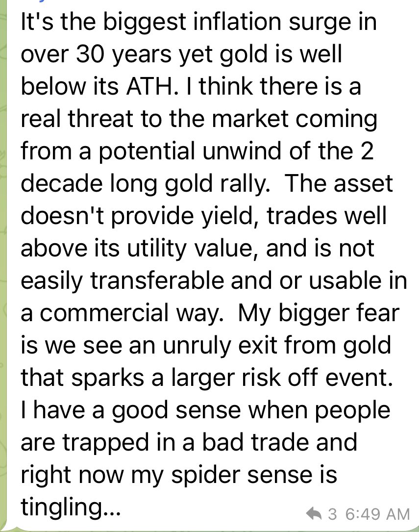 CorySwan's tweet photo. A fund manager in one of my Telegram chats this morning, re Gold https://t.co/iI4k9tA5Ma