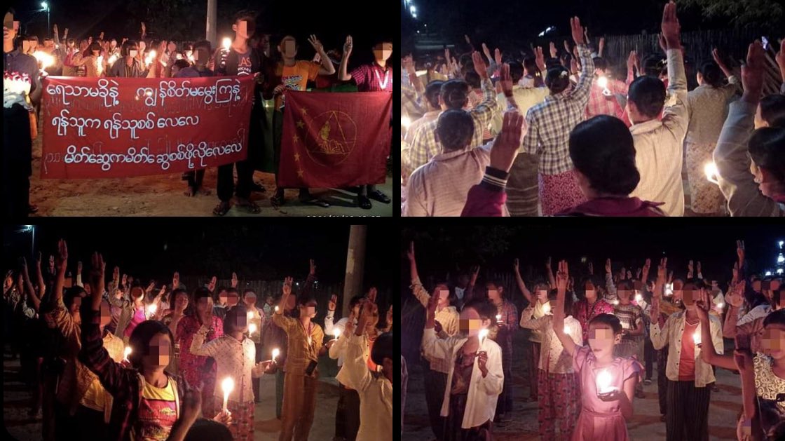 leiwin09's tweet photo. The Basic Education General Strike Committee &amp; residents of Myaing township united to express solidarity against terrorists regime today.   #Nov10Coup #WhatsHappeningInMyanmar https://t.co/aGXdYcDZxQ