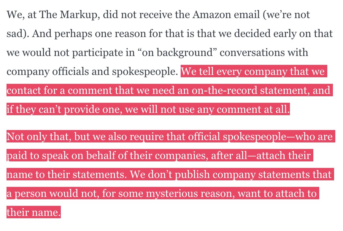 JuliaAngwin's tweet photo. Great to see other tech pubs joining our policy of not accepting "on background” conversations with corporate spokespeople. 

https://t.co/DK2TrQK77S https://t.co/dd0NIMPXP6