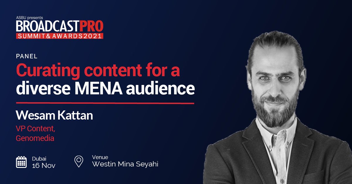 Wkattan's tweet photo. Join me as I will be speaking about emerging content trends in the MENA broadcast/streaming space at the ASBU BroadcastPro Summit on November 16 at Westin Mina Seyahi Dubai. 
#bproawards2021
#bprosummit2021
https://t.co/YldT09VXMQ https://t.co/WCPf9yPGVJ