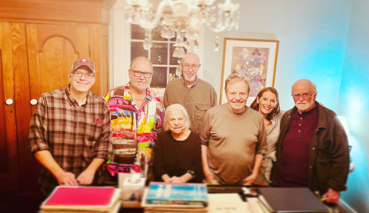 MonicaRamey's tweet photo. Cumulatively, there is 400 years of professional musical experience in this picture.  

Left to Right:  #ChrisBrown, #RogerSpencer, @BeegieAdair, #DenisSolee, @officialdelbert, @MonicaRamey and #GeorgeTidwell https://t.co/PXXF8LWsx0