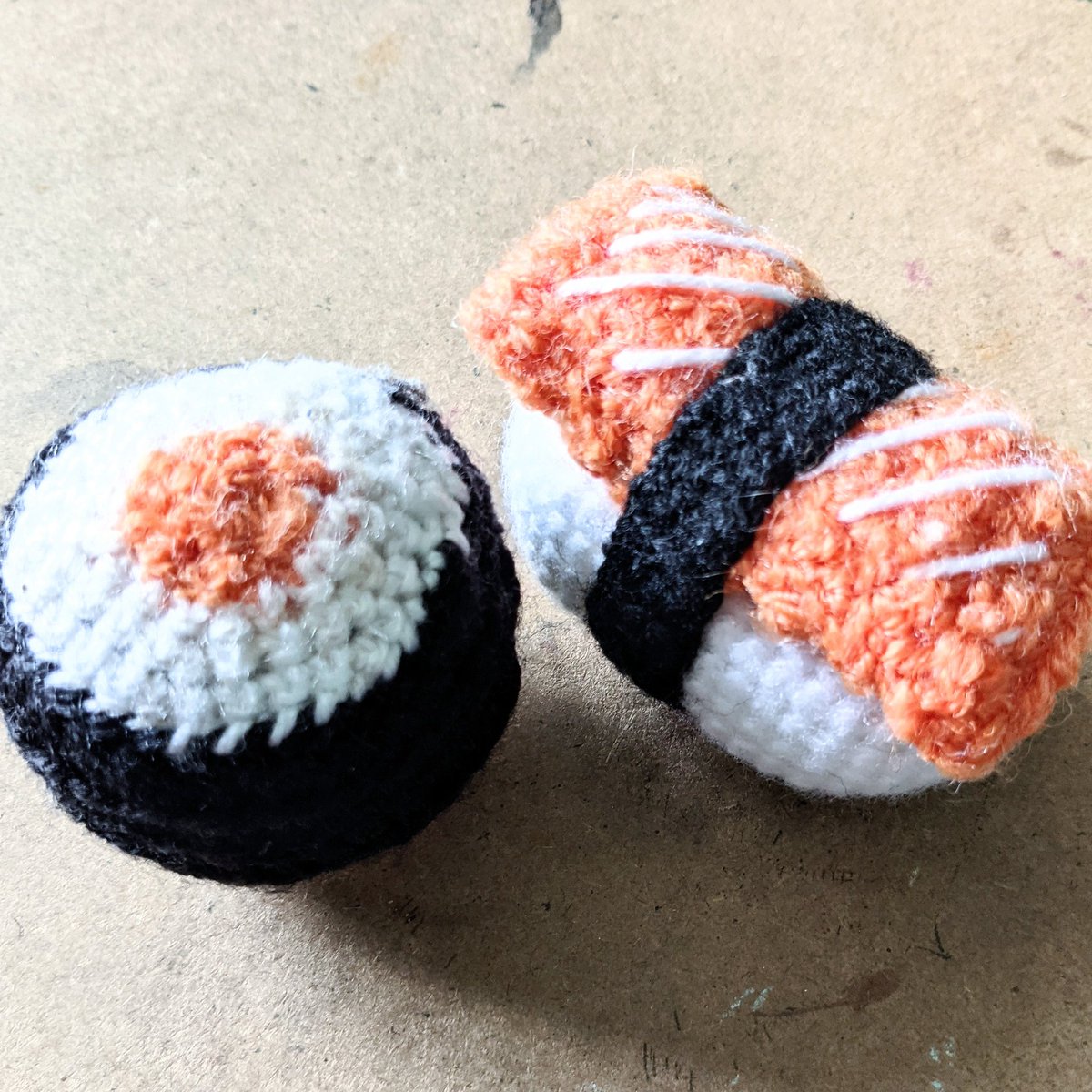 GemmaEllen's tweet photo. I'd love some sushi right now, these tasted a bit funny though #crochet https://t.co/iB9a41hP4N