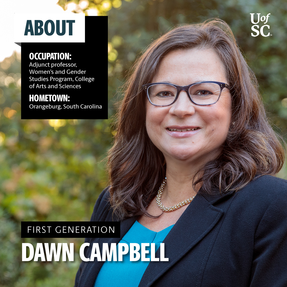 UofSC's tweet photo. “Coming from a working-class family, I didn’t have much support from anyone...I don’t remember anyone in high school talking to me about college."
Here's what #UofSCFirstGen student-turned-professor Dawn Campbell is up to these days. ➡️ https://t.co/GkcodCCU8M https://t.co/ZAUoSGZDco