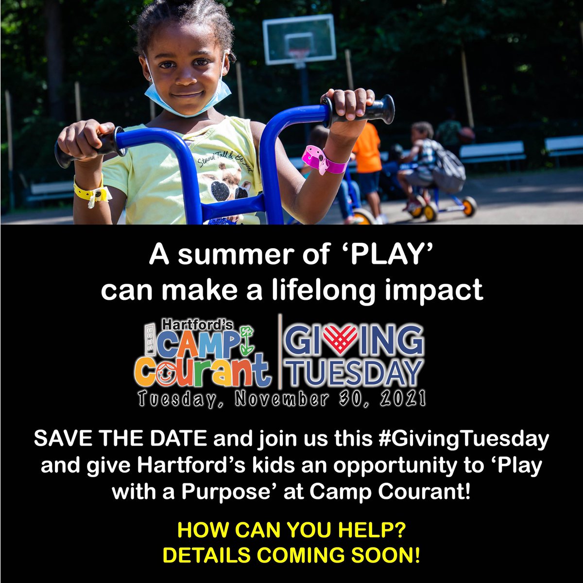 CampCourant's tweet photo. There’s #BlackFriday, #SmallBusinessSaturday, #CyberMonday, and of course, there’s #GivingTuesday! Be sure to mark Tuesday, Nov. 30 on your calendars, and stay tuned for ways you can get involved with us and help further our mission on this global day of giving. #CampCourantGives https://t.co/A2n5bXwJSO