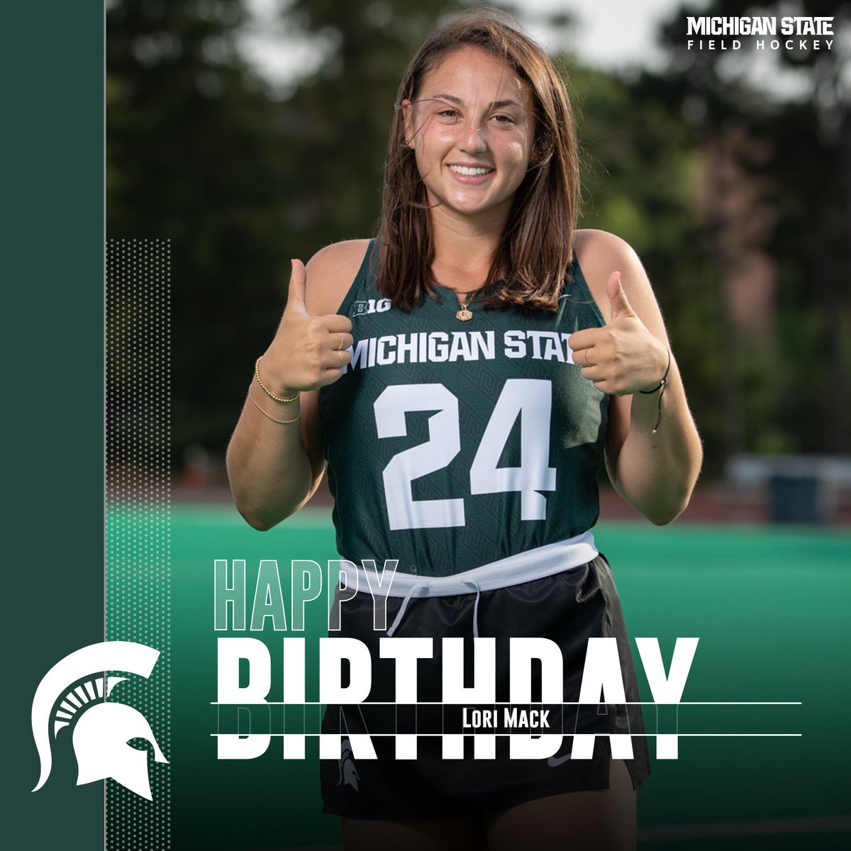 MSU_FieldHockey's tweet photo. She may done with her playing days, but we want to wish @heyitlori a very happy birthday!

#GoGreen https://t.co/Muxmx61HkS