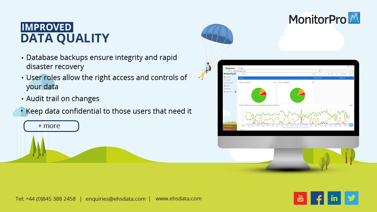 We realise how critical data quality and security are to a company's success. User rights control, as well as integrity and speedy disaster recovery, are all characteristics of MonitorPro.
Visit our website for more information ehsdata.com/about-us/conta…
email: enquiries@ehsdata.com
