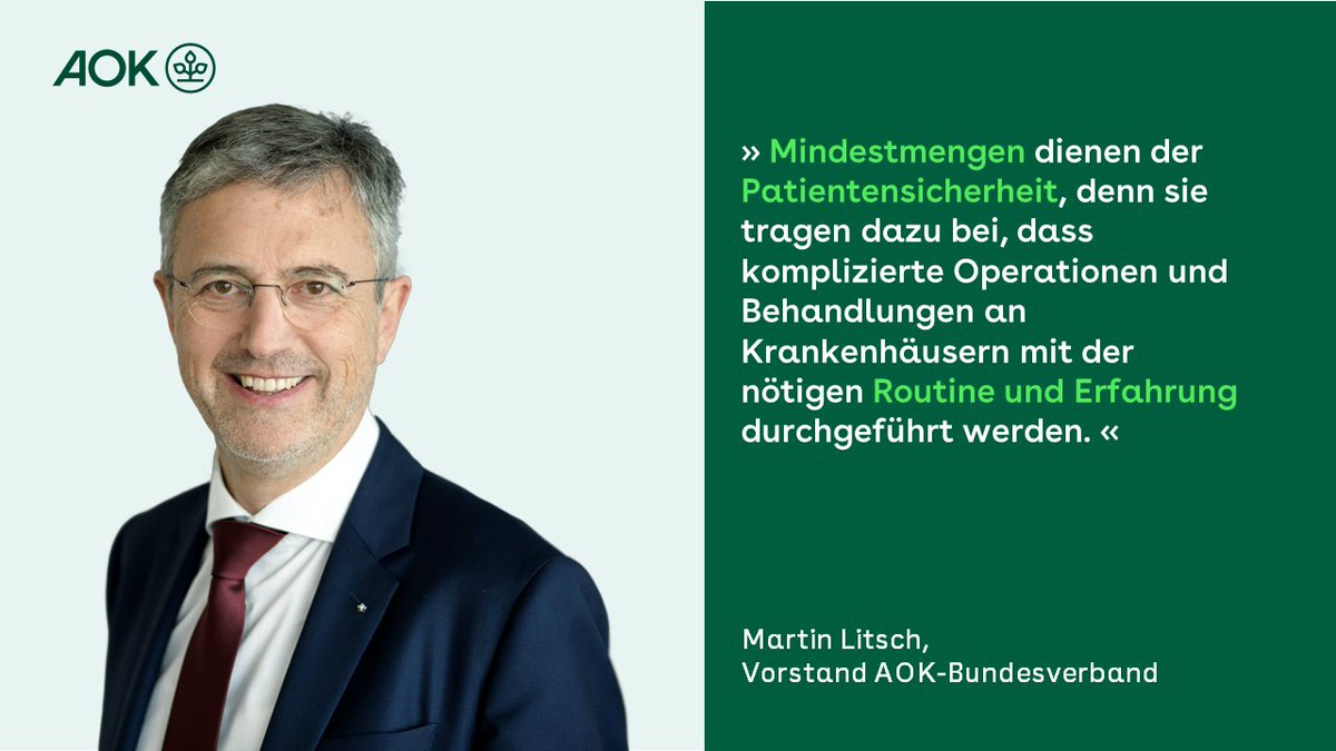 AOK_Politik's tweet photo. Laut #AOK-Vorstand #Litsch sorgen die #Mindestmengen-Regelungen für Transparenz und dienen der #Patientensicherheit: https://t.co/NVVGtyUTn8