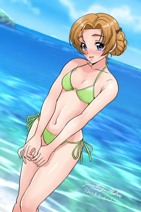 #自主的ガルパン版深夜のお絵描き60分一本勝負
ビキニのオレンジペコ! 