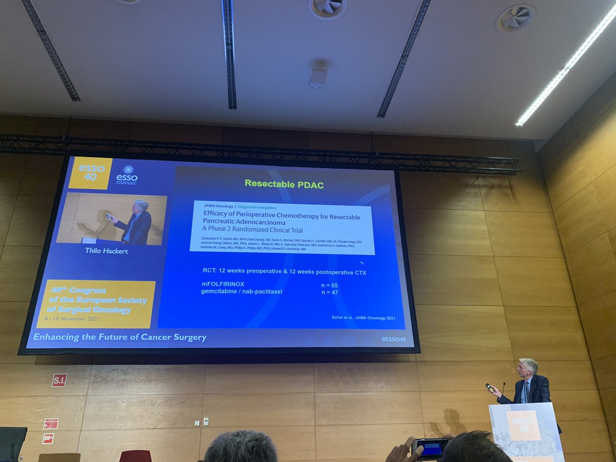 spartelli's tweet photo. Should we offer neoadjuvant therapy to ALL the patients with #PancreaticCancer? It’s so frustrating still not to have a clear answer 😞…beautiful debate at #ESSO40 thanks to #thiloHackert, @MarcBesselink and @ksoreide @ESSOnews https://t.co/lQqSqfXmHu