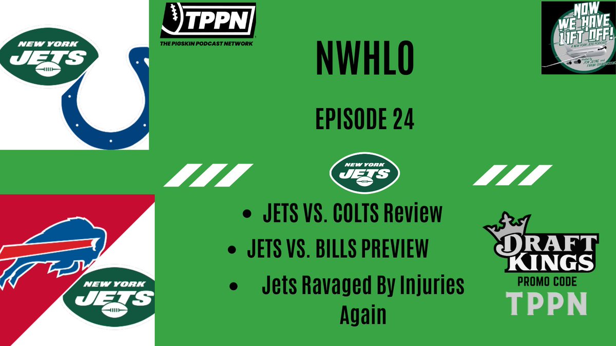 LiftOff_NYJ's tweet photo. NEW EPISODE🚨
We break down the @nyjets vs the @Colts. We look ahead to @nyjets vs. the @BuffaloBills and we give our predictions for the game.
https://t.co/PwsuVrMXYU
#NowWeHaveLiftOff #NYJ #TPPN #AllGasNoBrake #DraftKings code TPPN https://t.co/Jp6hfL7tGB