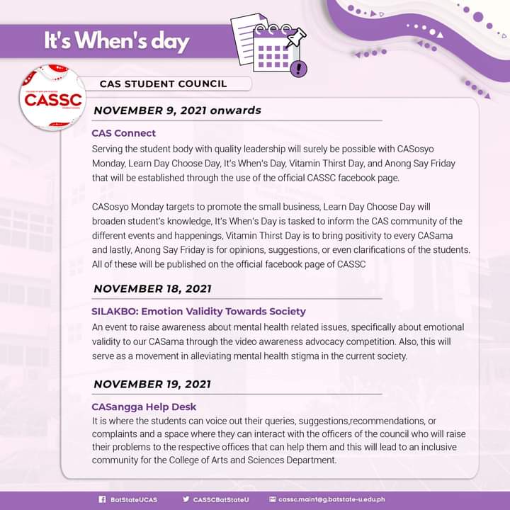 CASSCBatStateU's tweet photo. Cheers to a new month with a new way of seizing it!

There are indeed a couple of celebrations we should look forward to. Now, take the first step in participating!

#CASCONNECT
#ItsWhensDay
#CASanggaNgBawatCASama https://t.co/RC8tnAqGhd