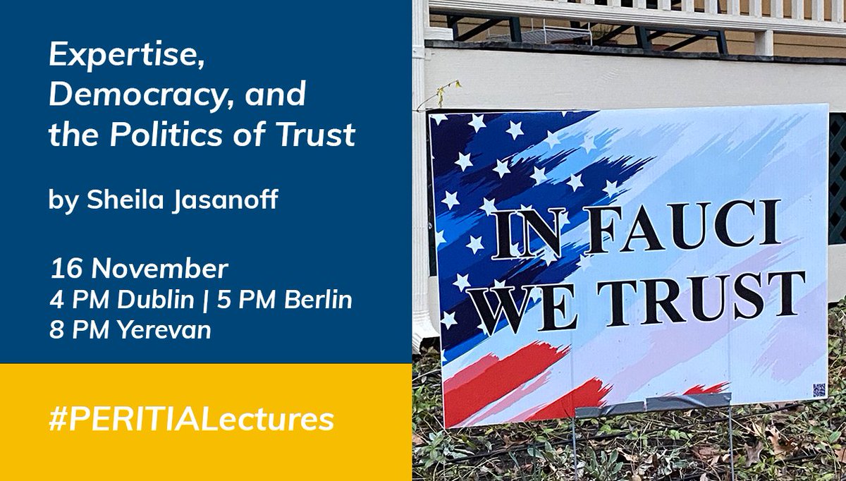 PERITIAnews's tweet image. Our #PERITIAlectures are coming to an end next Tuesday with one of the leading thinkers on trust in science.

@SJasanoff (@Harvard) will deliver the lecture &apos;Expertise, Democracy and the Politics of Trust&apos;. 

Register: bit.ly/3AhizFK

#H2020 #EUfunded @mariabaghramian