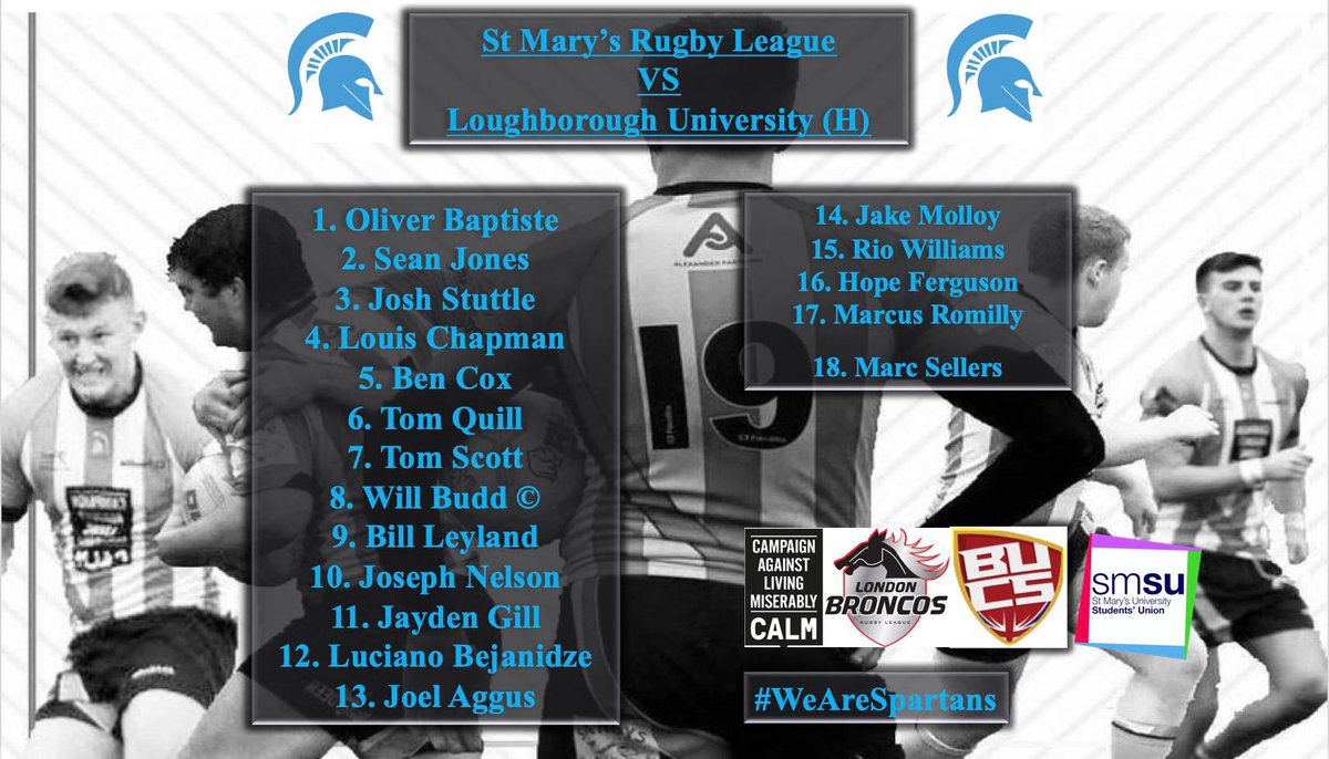 GAME DAY!!!!!!

Not to be missed!!

Spread the word for the word is #SIMMS💙🤍💙🤍

St Mary's Rugby League Loughborough Students Rugby League 2pm Main Campus🙌🙌

#LetsGoSpartans #BucsPremierSouth #TheGreatestGame #RugbyLeague #VikingRugbyOnTour #EverTanningBringingTheSunshine
💙