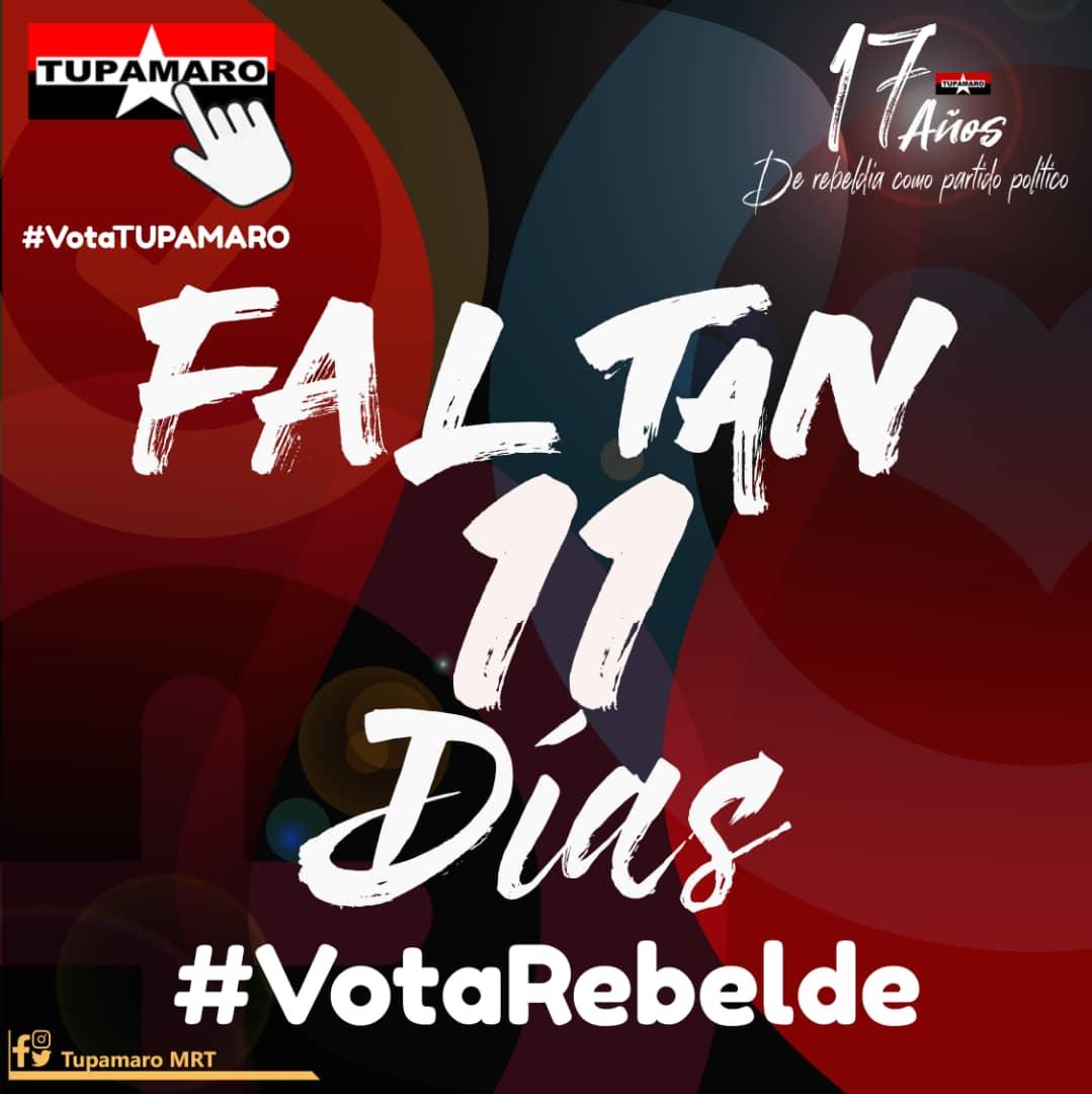 A 11 DÍAS PARA LA VICTORIA POPULAR.

Por la consolidación del Proyecto Político Revolucionario, este 21 de noviembre:

🔴⚫#VotaTUPAMARO

¡Alianza Perfecta!
