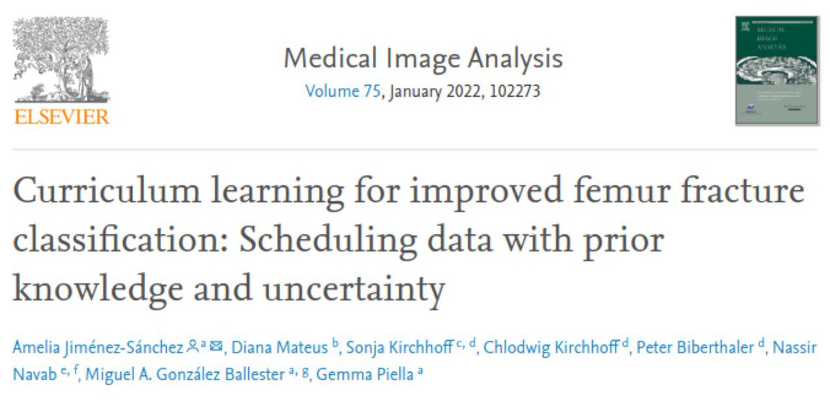 I'm especially excited and proud to share that our curriculum learning-based data scheduler is now published at Medical Image Analysis 🥳

A key contribution for my PhD and a long time process with ups and downs during hard pandemic times 💪

🔗 bit.ly/308Zw3u

🧵👇