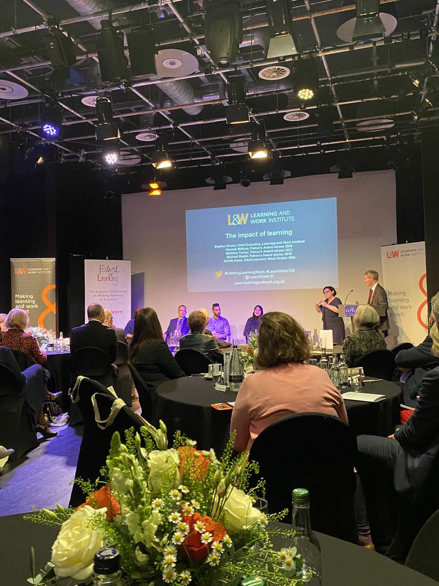 Brilliant 2 be @LearnWorkUK  #LifelongLearningWeek event hearing about the impact of learning on peoples lives & it’s transformational impact  it has on their life chances Such a fitting way to celebrate #LearnWork100 the work we do in #FE sector is important & makes a difference