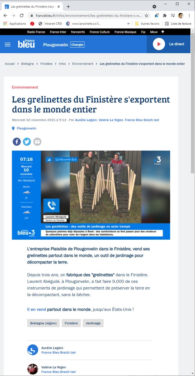 PLaisible's tweet photo. En direct sur @Francebleubzh et @france3Bretagne ce matin à 7h15, les grelinettes du Finistère s'exportent dans le monde entier. https://t.co/Iabs1Ufzwd
#grelinette #laplaisible https://t.co/YGhhKAYAgG