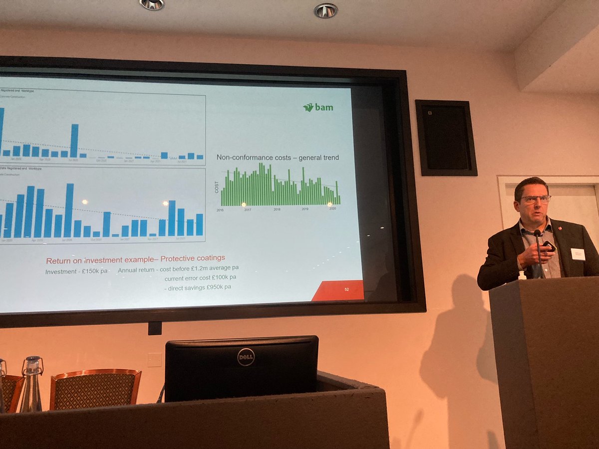 Great presentation from <a href="/AndersonDja22/">David Anderson</a> from @BAMNuttall sharing the company's experience of achieving ROI through error prevention.