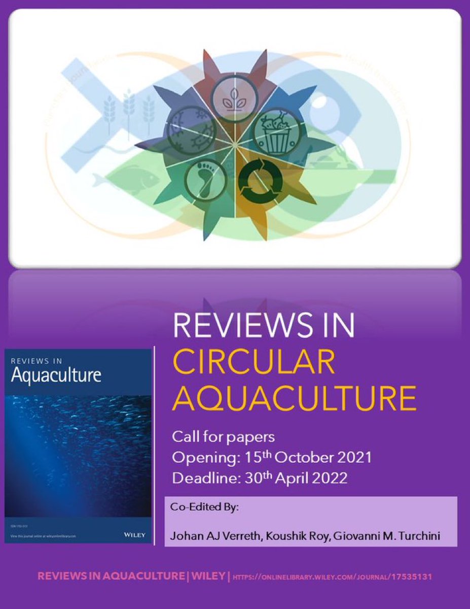 @RAQjournal call for papers! Special issue on CIRCULAR AQUACULTURE.  #callforpapers #specialIssue #reviews #systematicreviews #metaanalysis #raqresearch