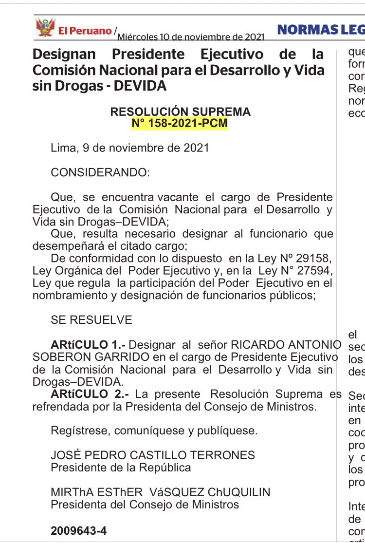cesarcombina's tweet photo. Hoy un ex trabajador de Elsa Malpartida y Nancy Obregón, opositor a la política de erradicación de cultivo de Hoja de Coca y personaje vinculado a cocaleros del VRAEM, #RicardoSoberon es nombrado Jefe de @DEVIDAPERU. Cada dia que pasa el Perú retrocede ¿Hasta cuándo? #VacanciaYa https://t.co/ctgDgTYyqo