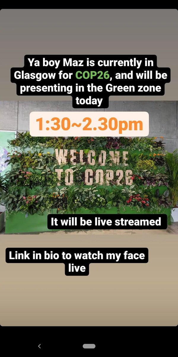 MazKoshika's tweet photo. I'm at COP26 in the Green zone today and will be presenting from 1:30-2:30

Link the link to watch the live stream

https://t.co/XjyqQb1UoQ https://t.co/6AD8ykQLvb