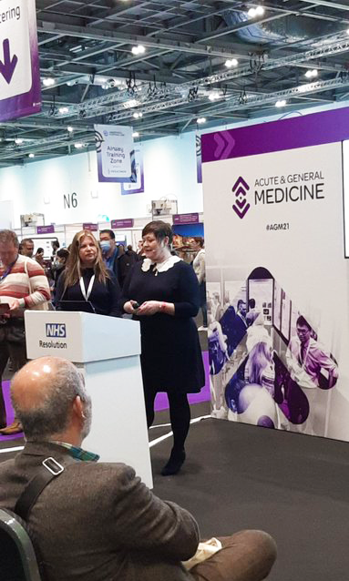 NHSResolution's tweet photo. Justine Sharpe and Bev Hunt, our Safety and Learning Leads, just delivered an interesting session on 'Working Collaboratively across healthcare to reduce claims' at @AGMConfUK #PreventingHarm #PatientSafety #ClinicalTraining #AGM https://t.co/JqgClRoydT