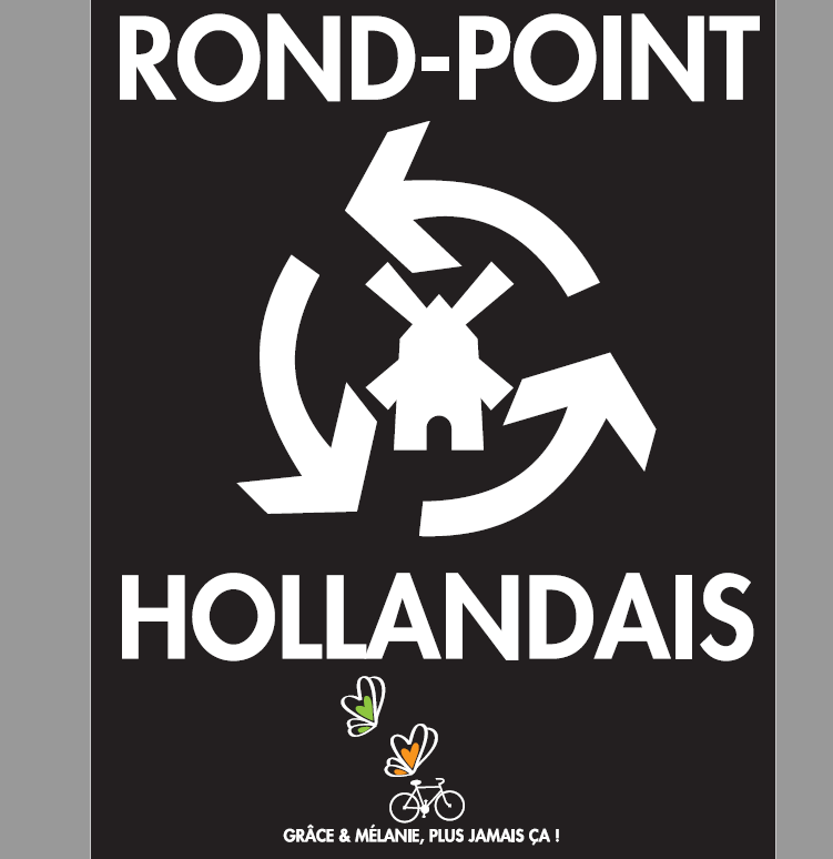 Les affiches très poignantes réalisées par la famille de Mélanie, exposées lors de la marche verte et orange du week-end dernier. 

⚠️Les carrefours rayent des vies. 
✅Les ronds-points hollandais sauvent des vies.