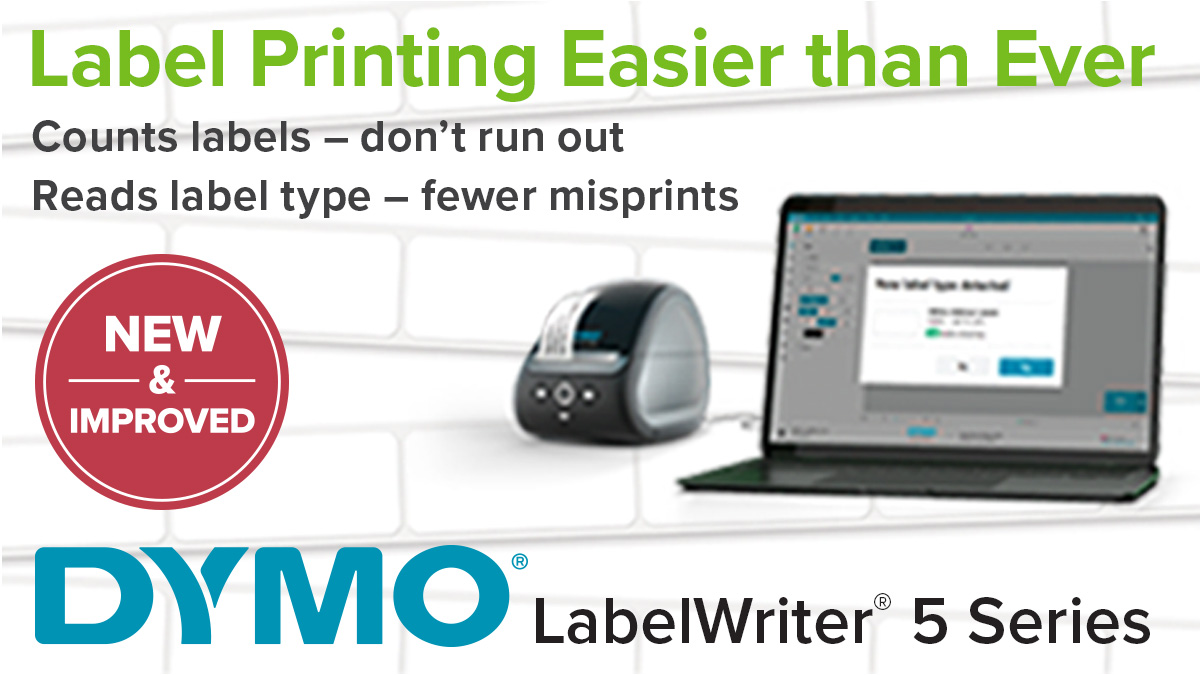 The DYMO 550 range prints up to 62 labels* per minute, 20% faster than the LabelWriter® 450!

It can print crystal clear bar codes, text, graphics and more with a 300 dpi resolution!