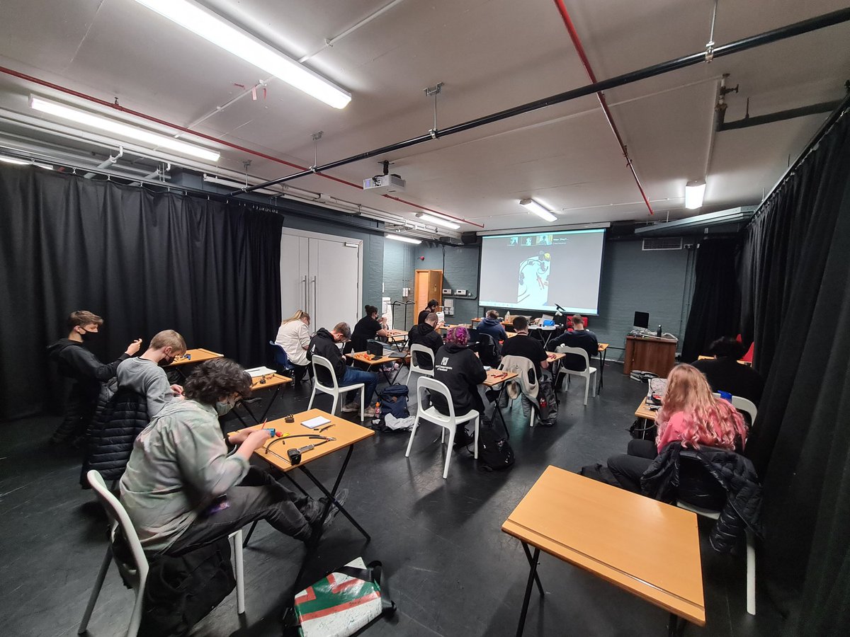 In person and distanced learning for 1st year PTM yesterday: PAT testing and cable wiring - with some students joining the class over Zoom from home!
