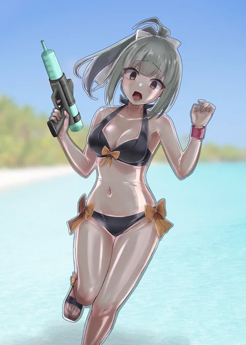 Skebe絵納品です アリガトウゴザイマス!!!
水鉄砲バトルのイベントと聞き参加したところまんまと騙され、謎の硬化液で全身固められてしまいオブジェとしてどこかへ売り飛ばされていく夕張さんです(1/2) 
