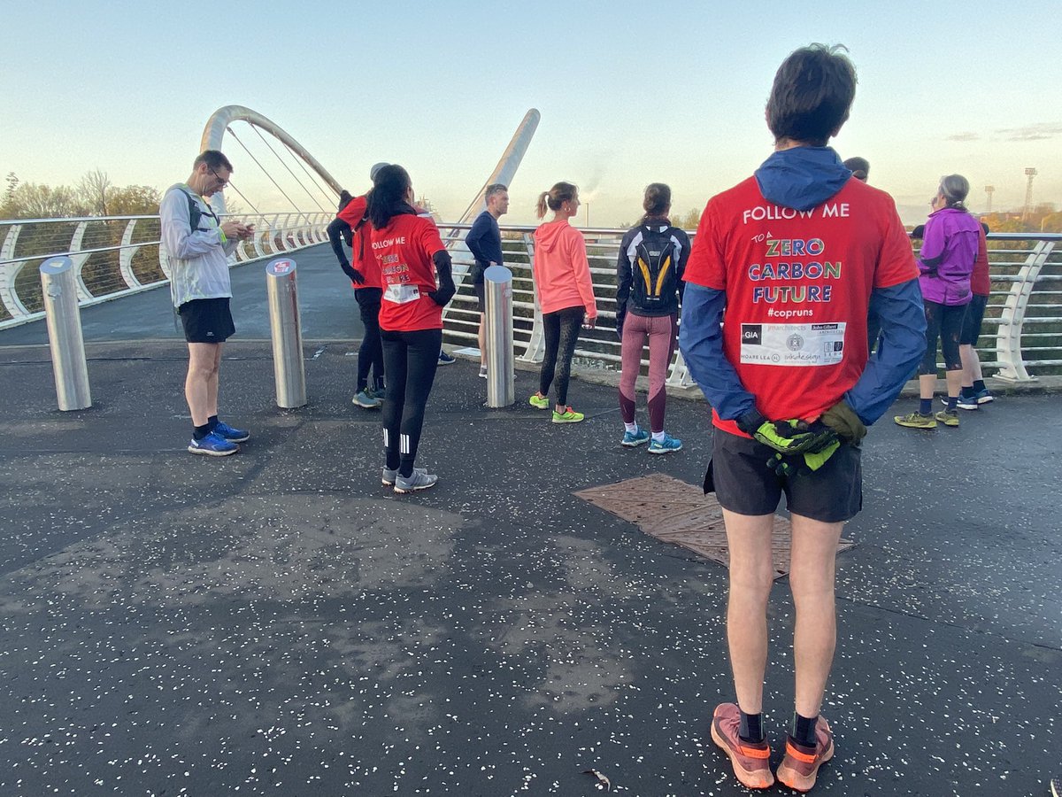 sdbirrell's tweet photo. Early start to the day with a #COPrun around sustainable development sites east of the city; great idea, delivered well. Thanks @55n and co. #COP26 #Glasgow https://t.co/SG6wjdUOjQ