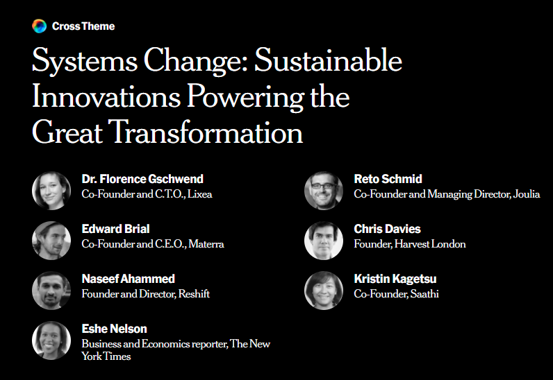 SaathiPads's tweet photo. Saathi speaking at New York Times Climate Hub in a few hours on "Systems Change: Sustainable Innovations Powering the Great Transformation"

Program details can be found here: https://t.co/rzGs5pMJnv 

You can view the session live here: https://t.co/WMn9wQxvfs

#NYTclimatehub https://t.co/bfSXaYkrdO