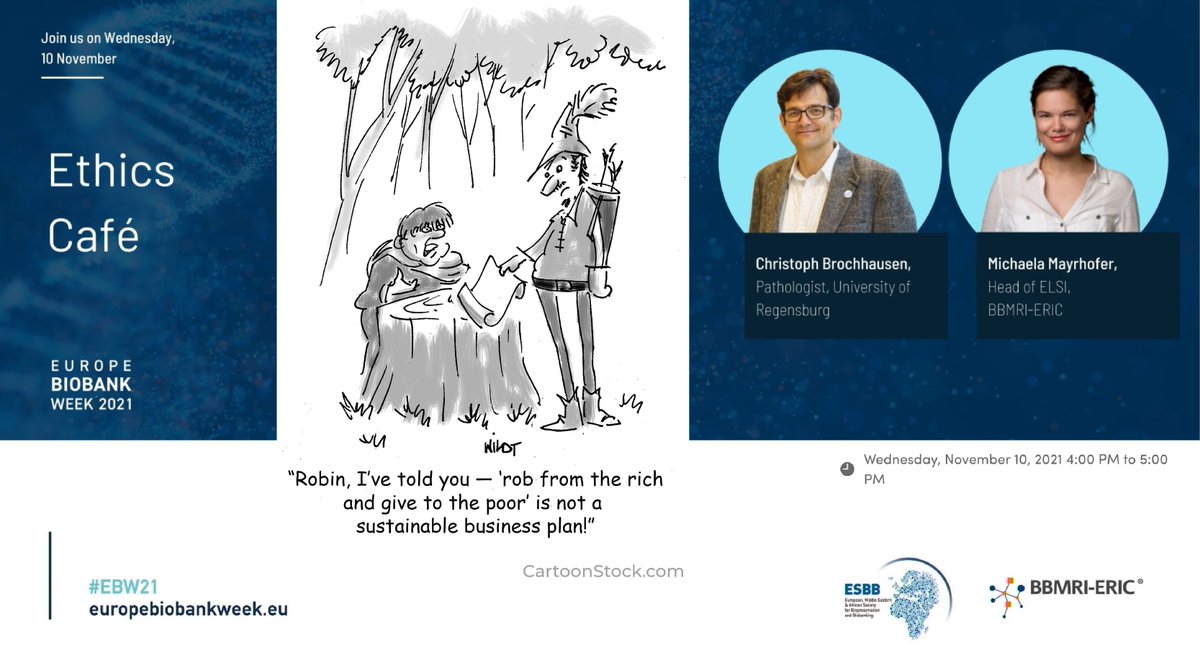 Today is the last day of #EBW21 but the best is yet to come! Don't miss the beloved Ethics Cafe at 4 pm CET. Join us and share your opinion on a variety of ethics-related topics in biobanking. Live session! #BBMRI_ELSI #ELSIrocks @keanbirch