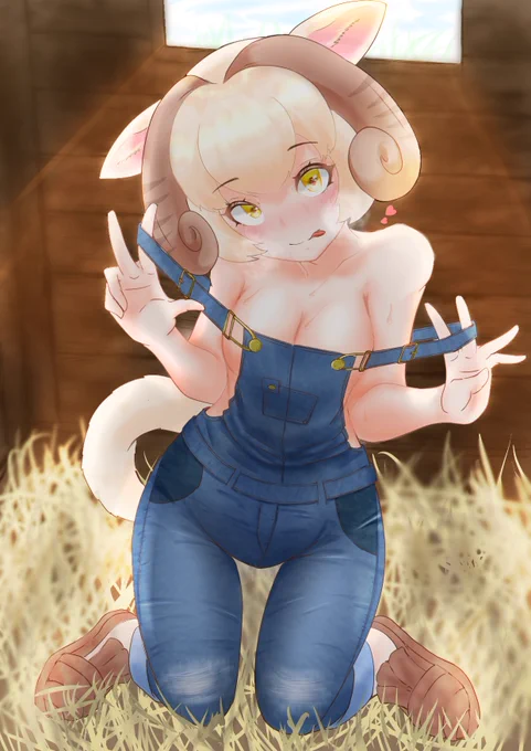 ヒツジちゃんのおでかけ服がぷりちー過ぎたのでつい描いちゃったやつです☺️ 