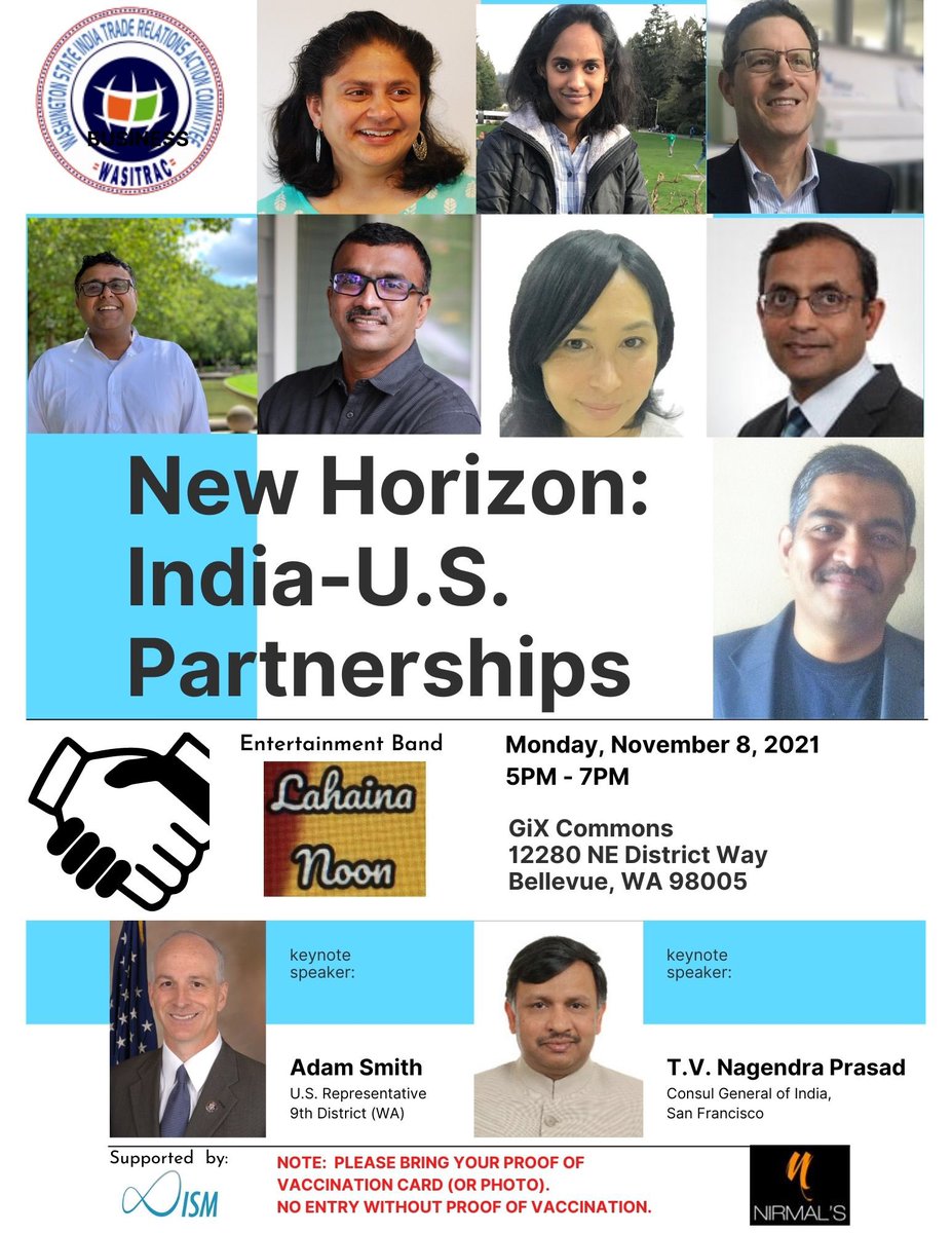 WASITRAC1's tweet photo. @WASITRAC collaborated with @CGISF and @InfiSumModel to throw lights and share many perspectives on the New Horizons for India-U.S. Partnerships. Thanks to @GIX_edu  for hosting this event and @RepAdamSmith to honor our Building Bridges Across the Nations 2021 Award recipients. https://t.co/qwFMqFCi6F