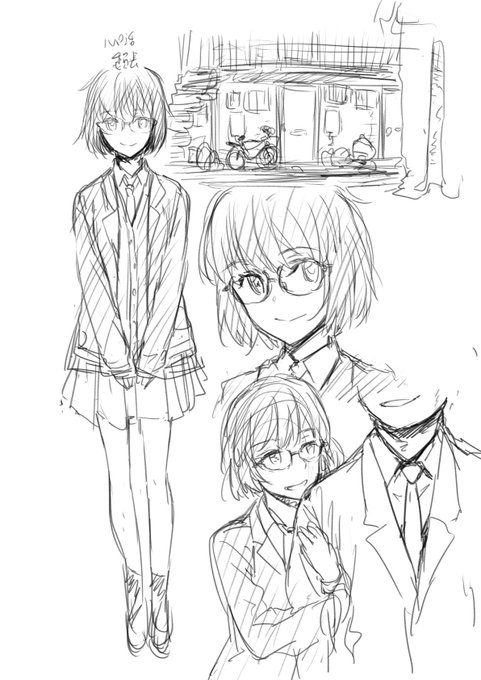 現在発売中の快楽天に乗ってる漫画のキャララフあったのでアップです。これ見直して委員長の家に行くエピソード考えてたの思い出したよ 