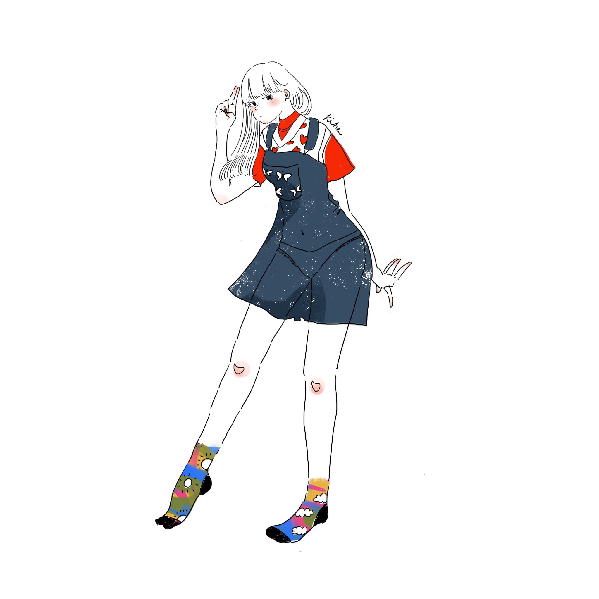 肌芳kihou 毎日身につける必需品 イラスト 女の子 ロングヘアー オーバーオール サロペット 靴下 ベスト 絵描きさんと繋がりたい イラスト好きな人と繋がりたい T Co Qjw93xyfex Twitter