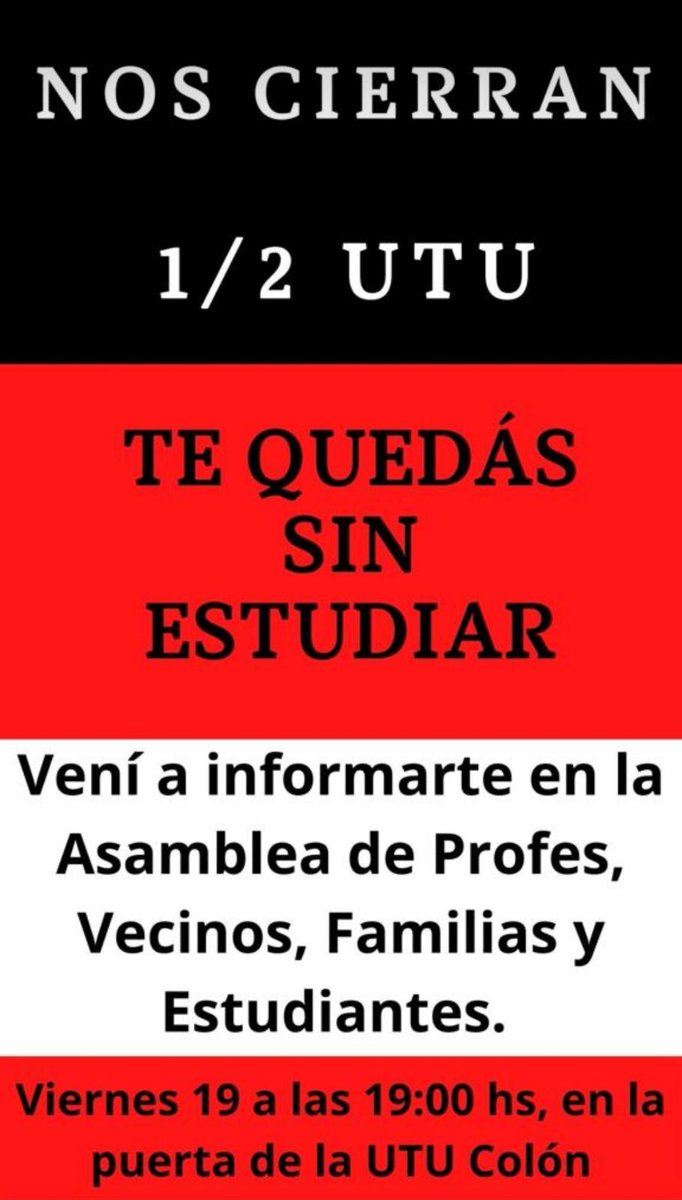 nmbr_1986's tweet photo. UTU COLÓN
INFÓRMATE.
El #DGETP y las autoridades del #CoDiCen están desmantelando la Educación Pública.
Están desmantelando los sueños y la esperanza de los más vulnerables.
Están desmantelando el Futuro. https://t.co/cGyBtKZyh0