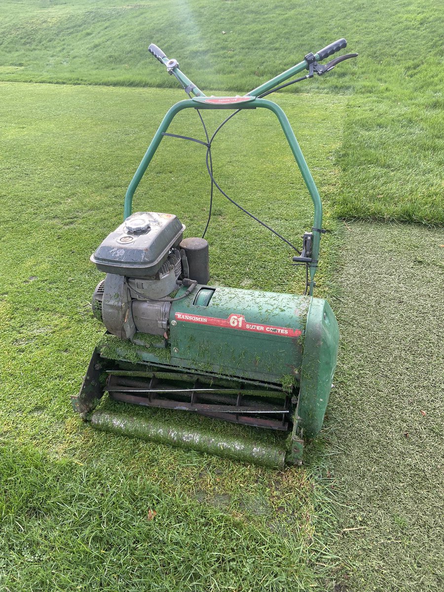 cooney1987's tweet photo. Today @MusselburghGC we go old school, using the trusted Ransomes super certes on some smaller tees. Plenty life left in the old dog yet, and the machines still doing a good job too πβ³οΈ #greenkeeping #oldschool #laserlines #parklandgolf #autumnmaintenance https://t.co/kiWtWe8JRD