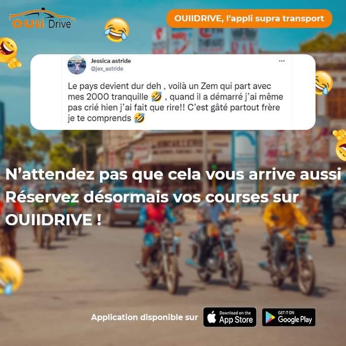 ouiidrive's tweet photo. Lomé est vraiment  dur deh !😅😅 
Sécurisez votre monnaie 💵, commandez votre Zem 🏍désormais sur OUIIDRIVE 📲.
Et c’est gratuit en plus! 😎

⏬ iOS 
https://t.co/FOtJlayweK

⏬ Androïd
https://t.co/0kpjQTyq7J

#OUIIDRIVE #Transport #Simple #Pratique https://t.co/6nj0apDBNm