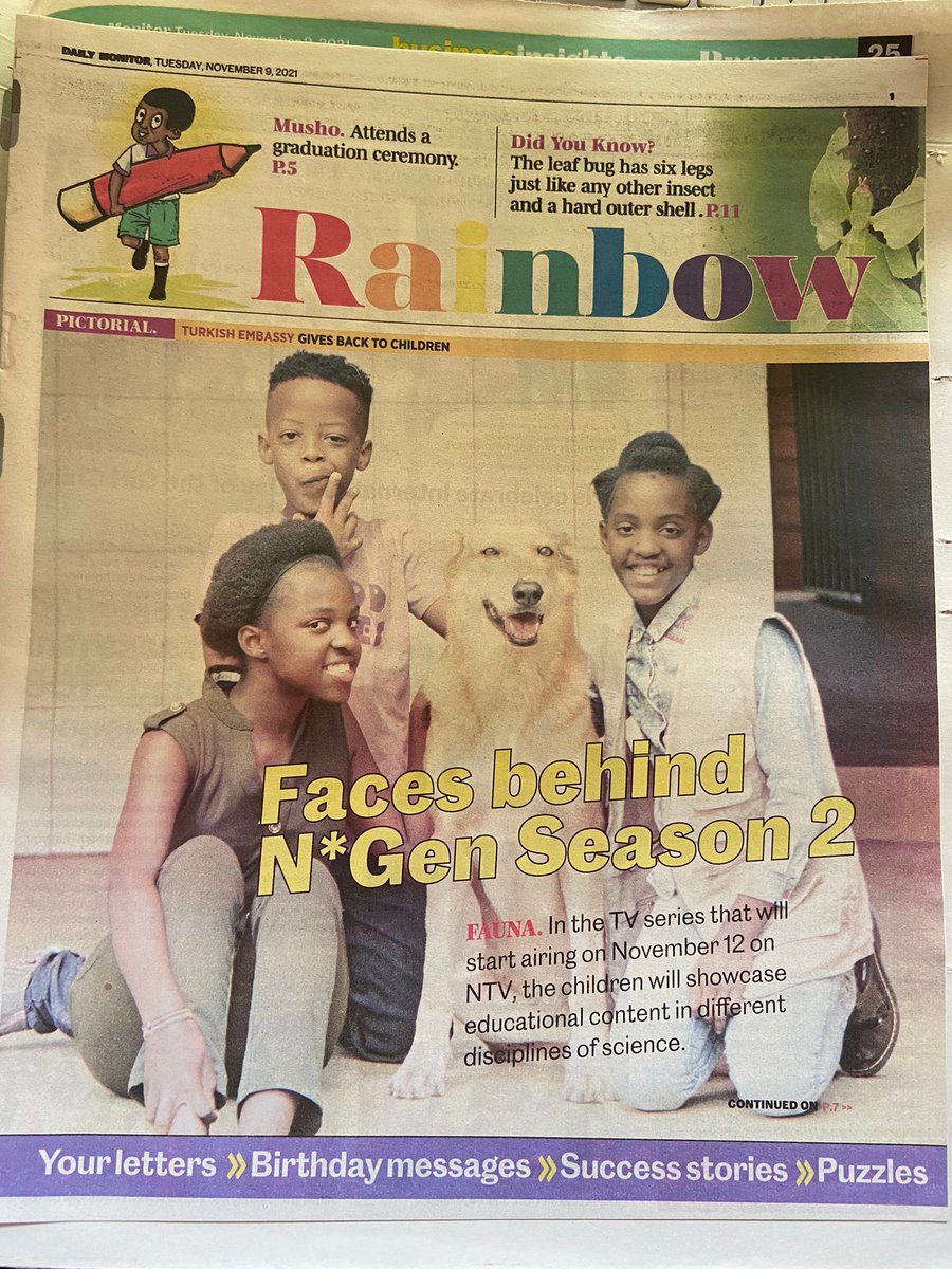 PVIMedia's tweet photo. Great to be featured in the @DailyMonitor Rainbow magazine this week, highlighting the stars in our second season of N*Gen! @ClarkeJuniorSch https://t.co/tOoe4QVZ1y