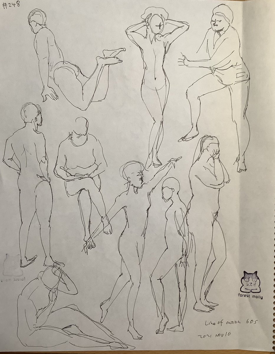Mollykinoco's tweet image. #lineofaction #croques 248回目。人物60s猫科動物2分。