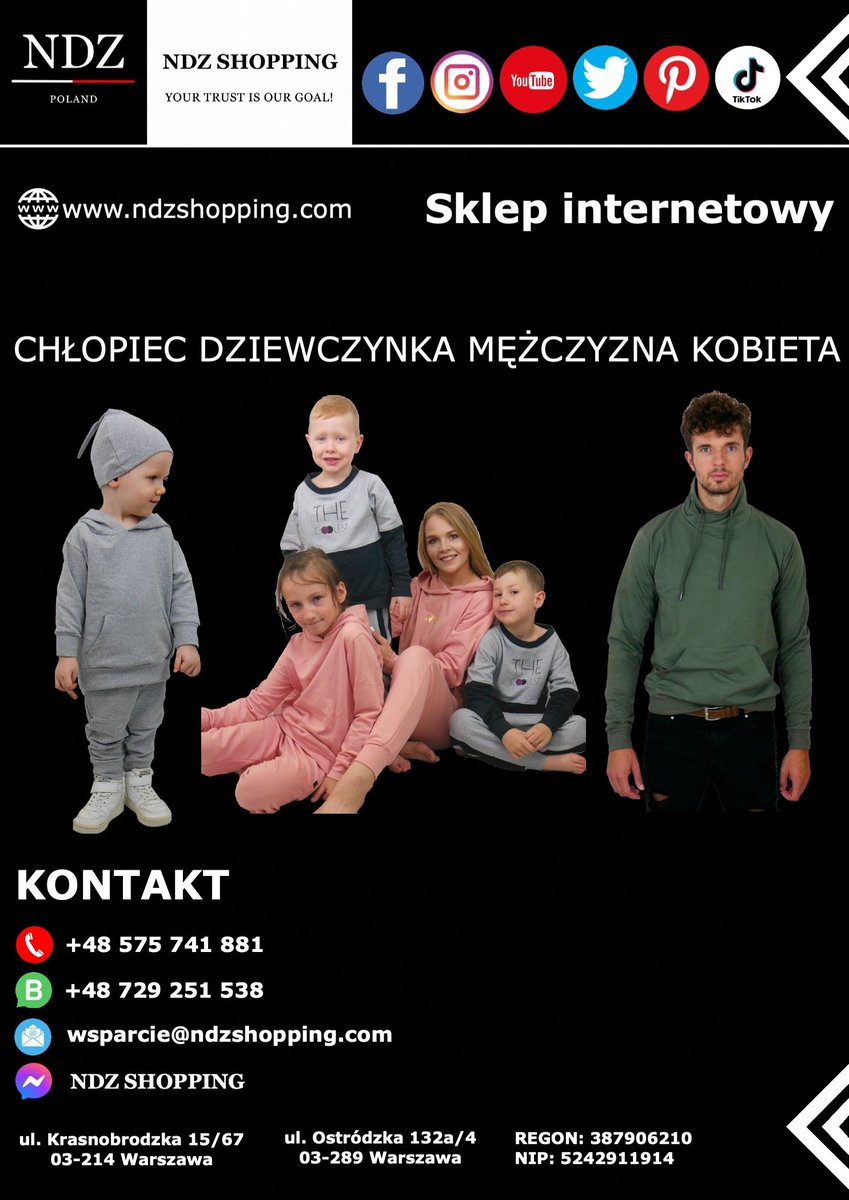 NDZshopping's tweet photo. Zapraszamy na 𝐍𝐃𝐙 𝐒𝐇𝐎𝐏𝐏𝐈𝐍𝐆
Kup teraz w 👉🏻 https://t.co/pRdsRZkqBw

#ubrania #Polska #Warszawa #moda #fashion #clothes #shopping #NDZSHOPPING #CHŁOPIEC #DZIEWCZYNKA #MĘŻCZYZNA #KOBIETA https://t.co/JA8DswfzR5