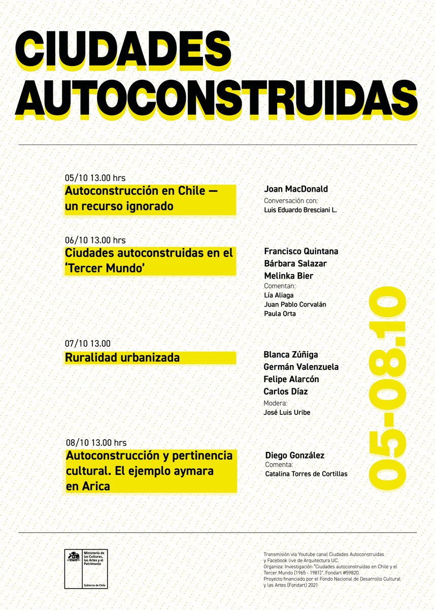 ❗️❗️❗️
¿Sabías que puedes ver todo el ciclo de conferencias "Ciudades Autoconstruidas" en Youtube?

Puedes revisarlo en este link:
youtube.com/channel/UC9mE8…
