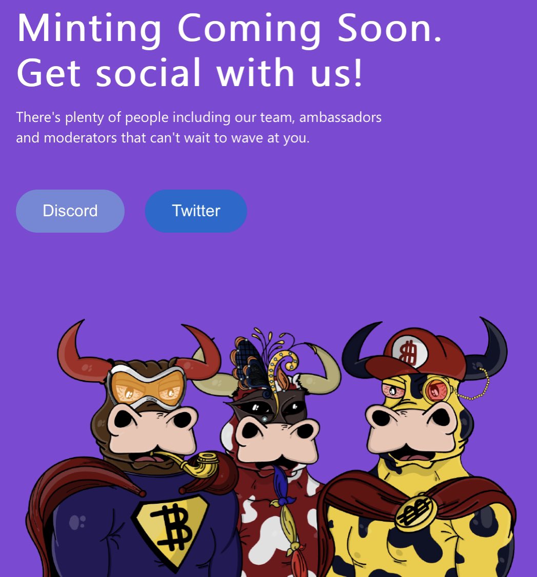 bulltangclan's tweet photo. GM GM BullTangClan 🐄🐂

Minting our #NFTs in 11 Days !! ⏰ 
Secure your #Presale Spot 📝✅ 
300 left let’s go #NFTcommunity

Join our https://t.co/yENRiCerT5 🥂 https://t.co/iZwZ0rkLkB